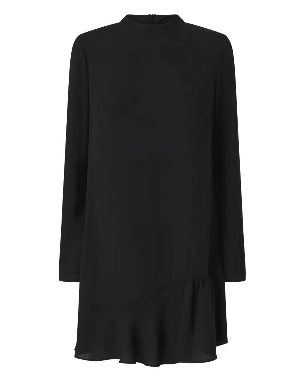 Pinko Black Sleek Midi Dress With Ruffle Hem Detail