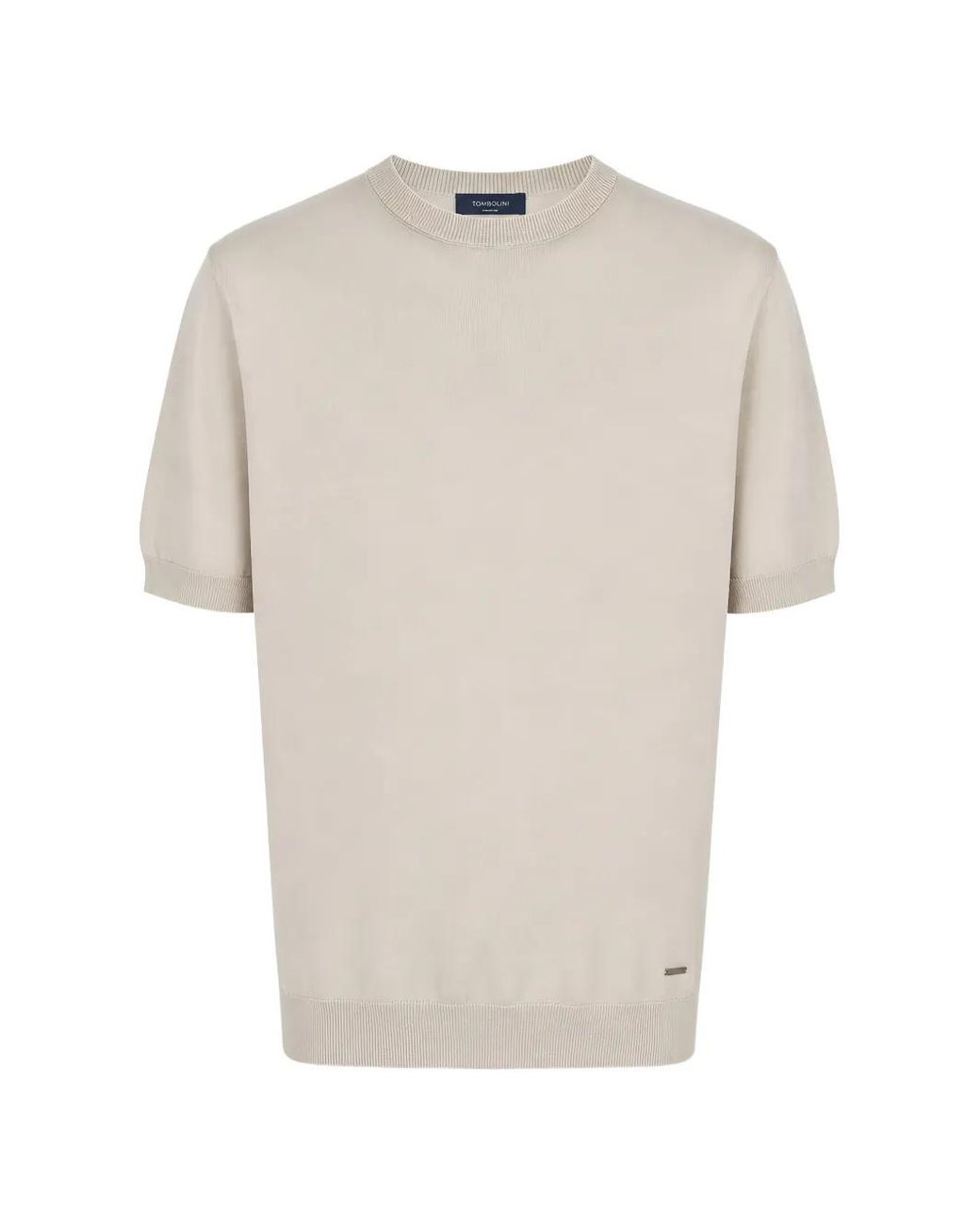 Tombolini White Fine-Knit Ribbed-Trim T-Shirt for men