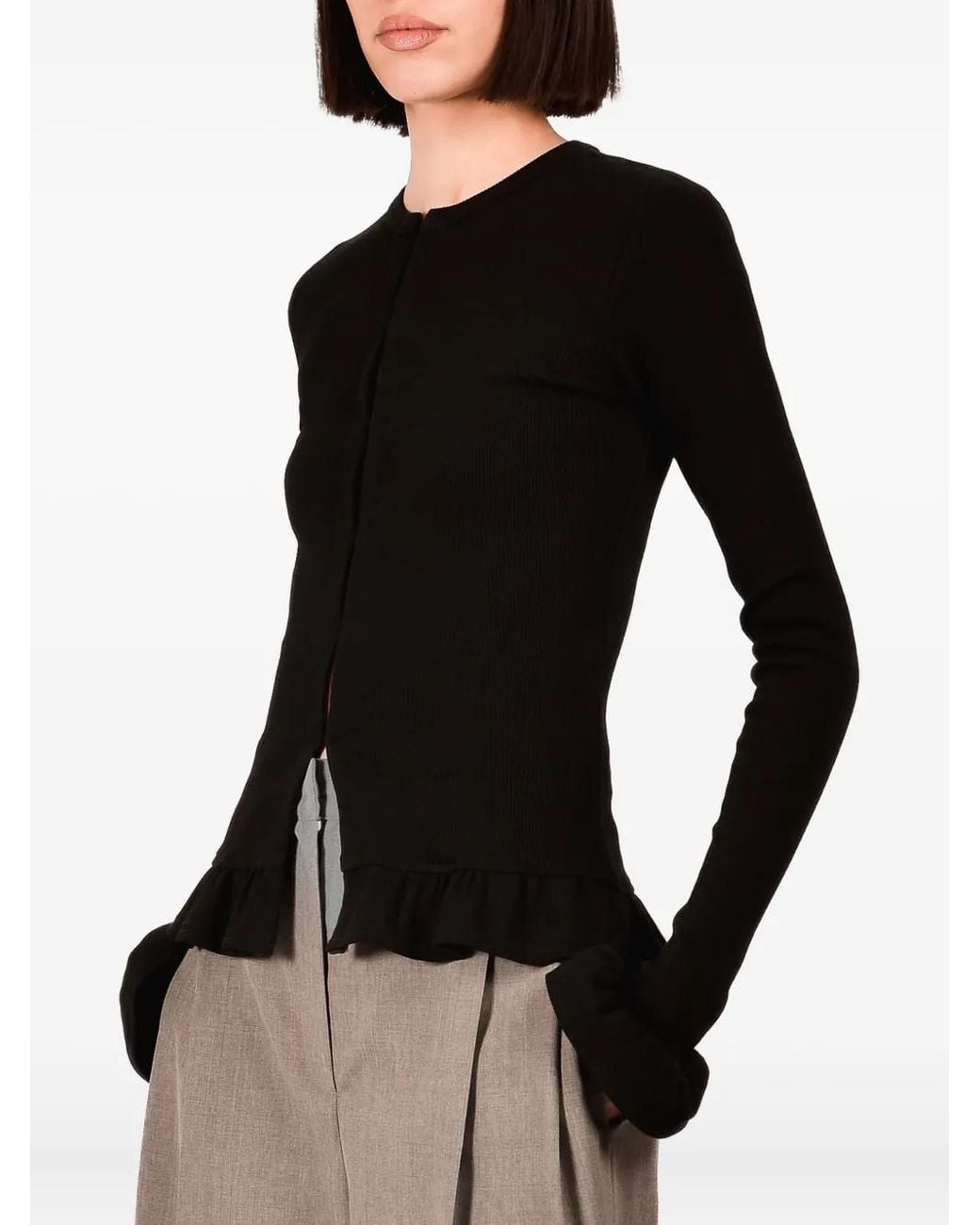 Ioana Ciolacu Black Cardigan Mit Schößchen