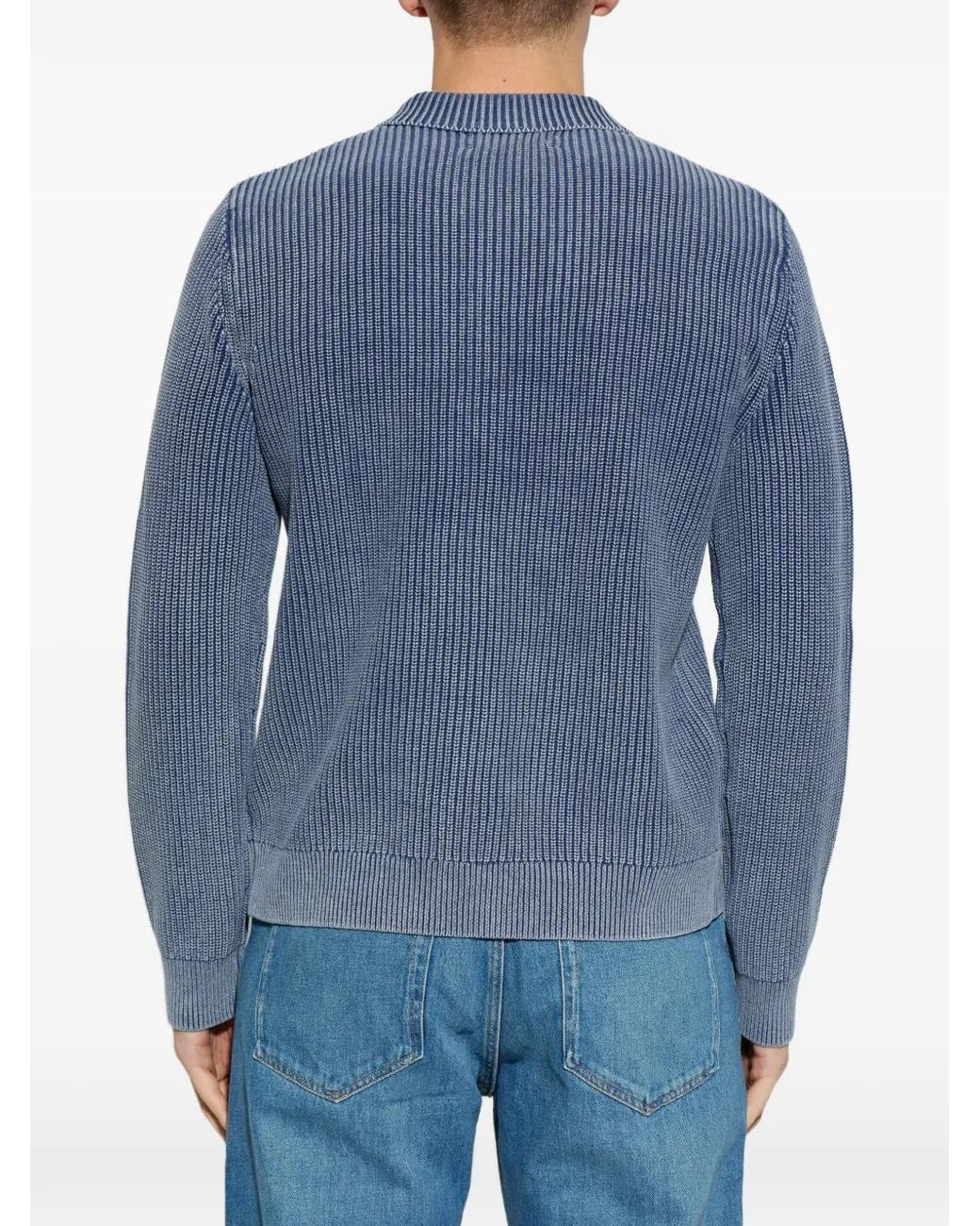 Samsøe & Samsøe Blue Saearl Ribbed Zip-Fastening Polo Shirt for men