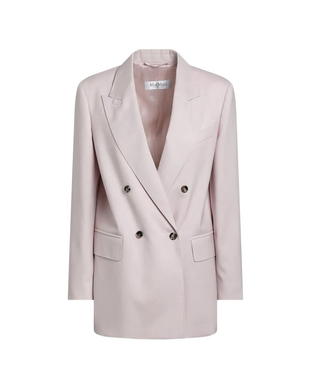 Max Mara Pink Double-Breasted Wool, Mohair And Silk Blazer