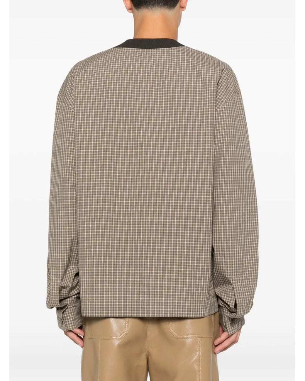 Nanushka Natural Checked V-Neck Top for men