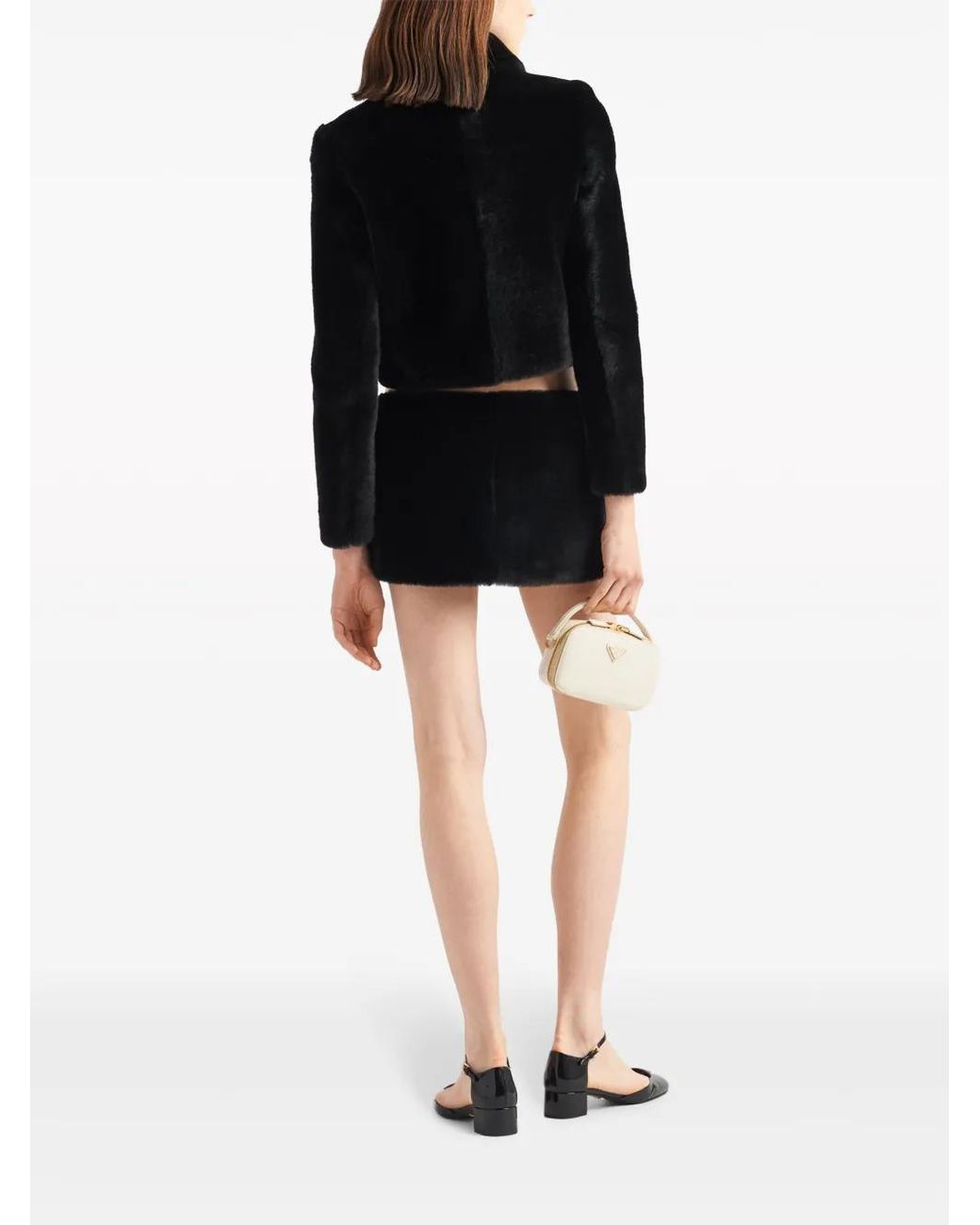 Prada Black Cropped Shearling Jacket