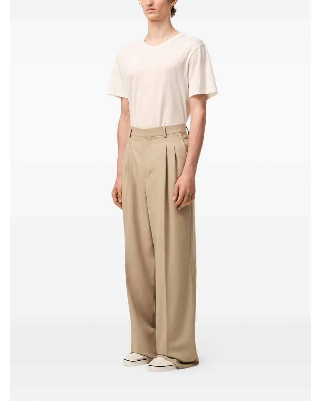 AMI Natural Low Waist Wide Trousers for men