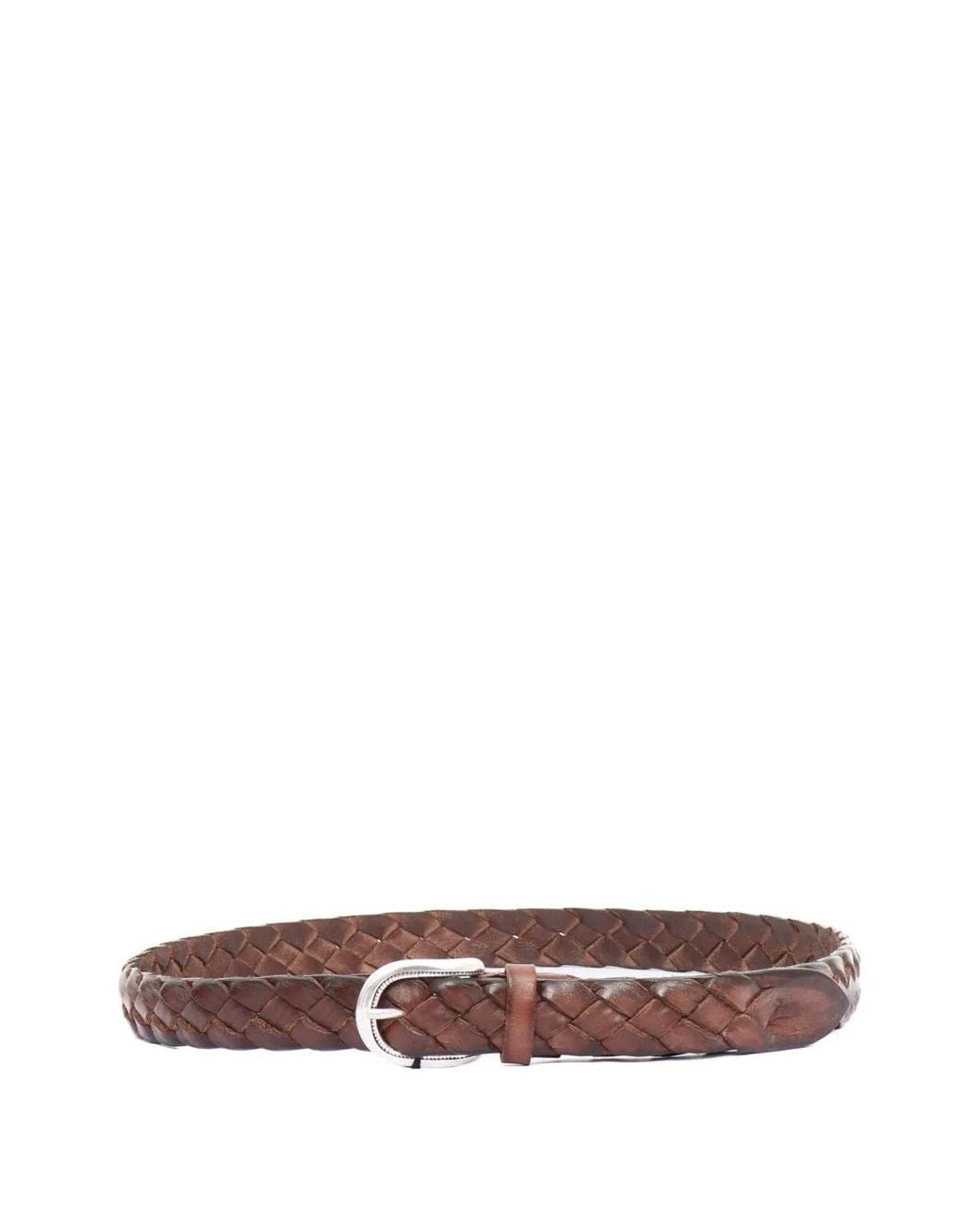 Alberto Luti White Woven-Leather Belt for men
