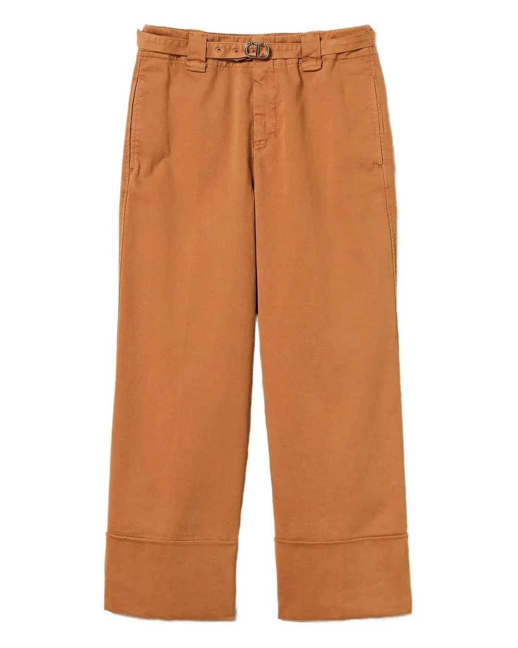 Twinset Orange Pantalon Bull À Taille Ceinturée