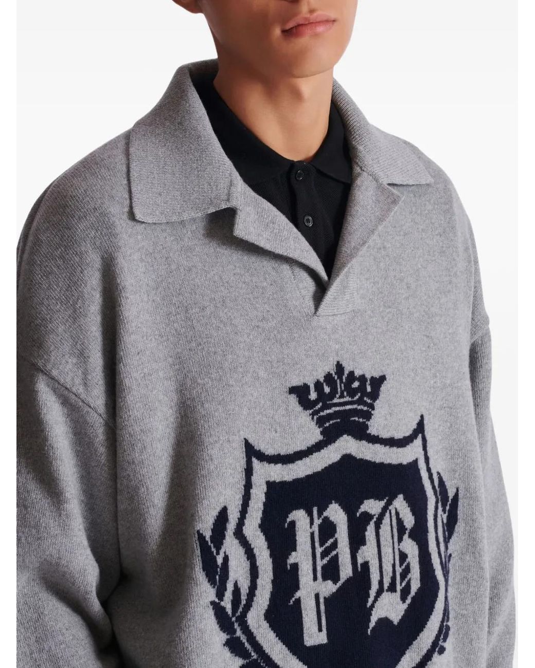 Balmain Trui Met Embleem in het Gray voor heren