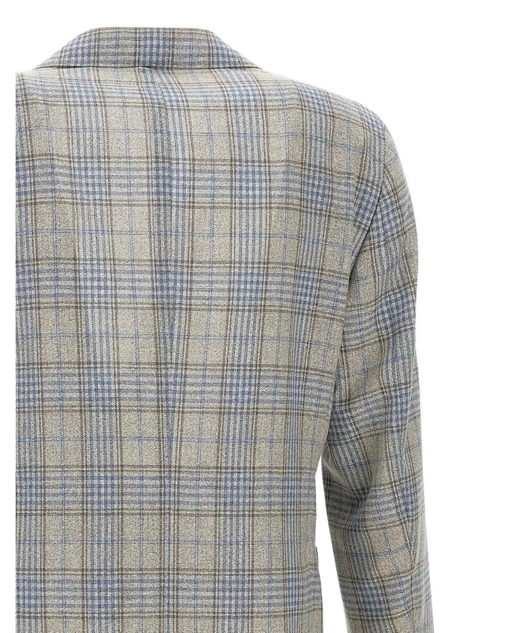 Santaniello Gray Plaid-Pattern Blazer for men