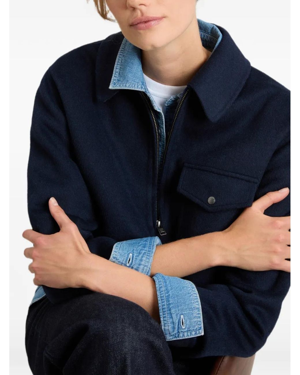 Woolrich Blue Double-Face Bomber Jacket
