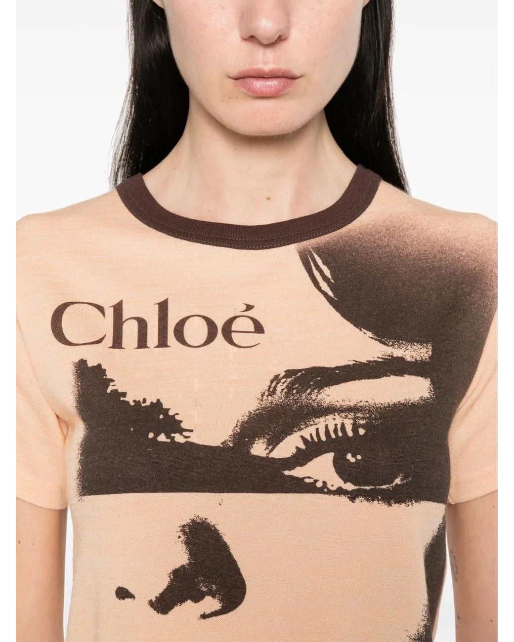 Chloé Face Print T-Shirt in Natural | Lyst