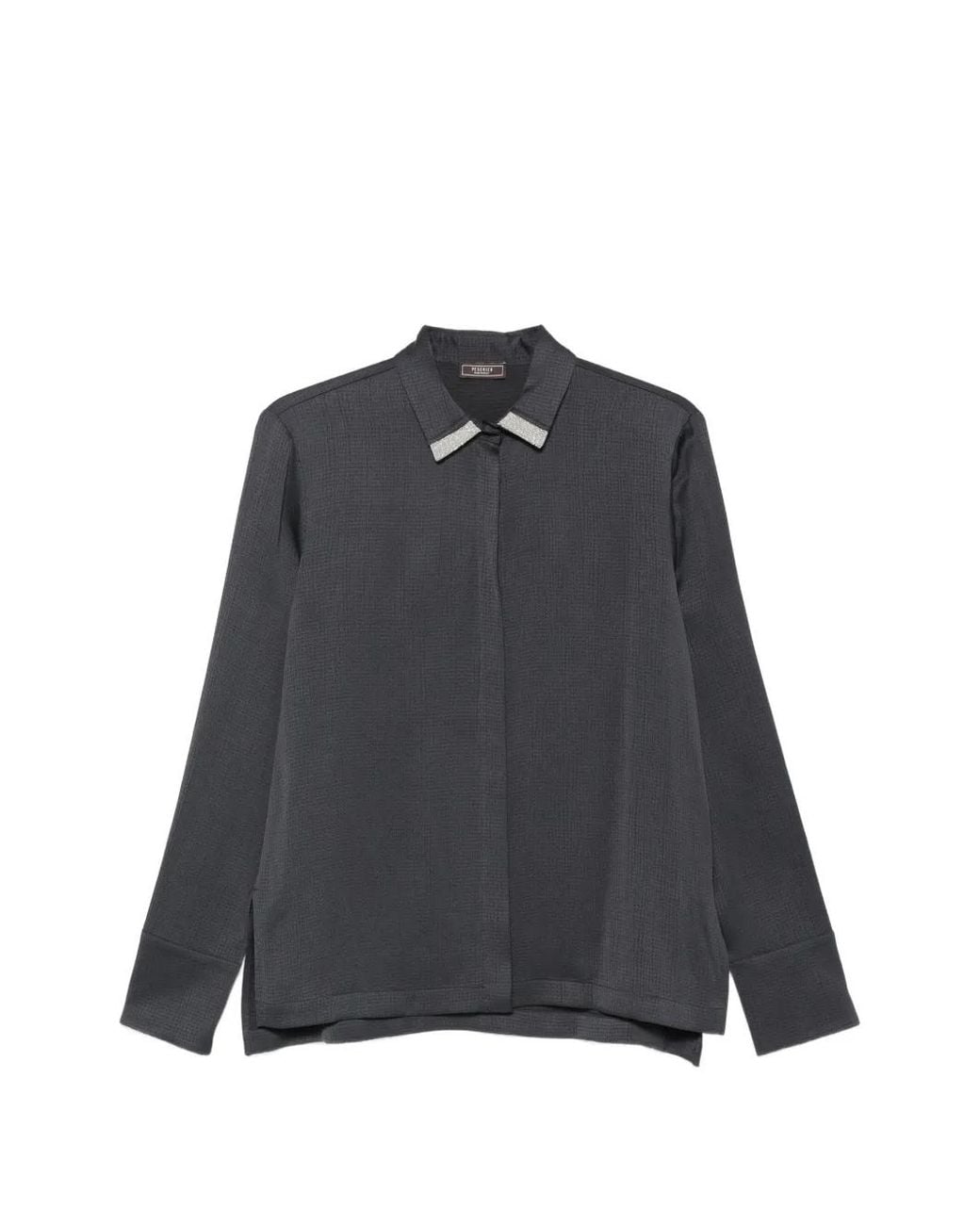 Peserico Black Embellished-Collar Shirt