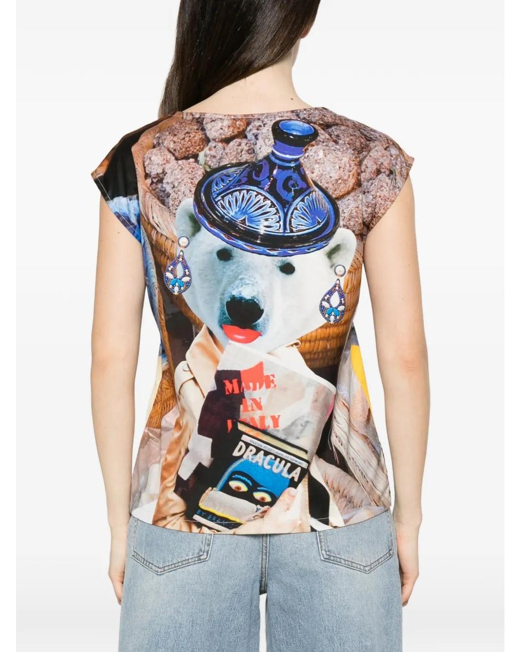 The Artistylist Blue Graphic-Print Cotton Vest