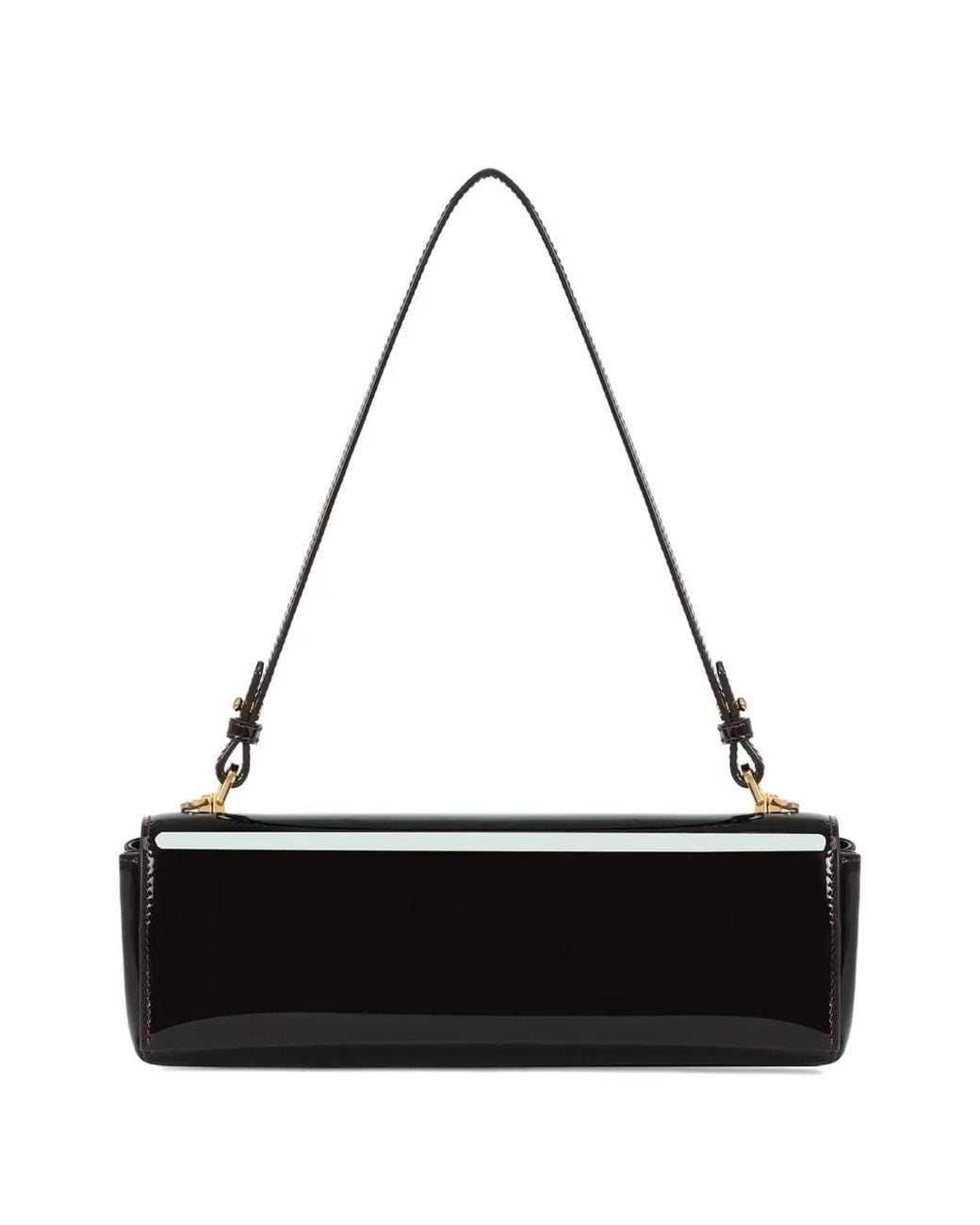 POTAMY Black Stripe Leather Shoulder Bag