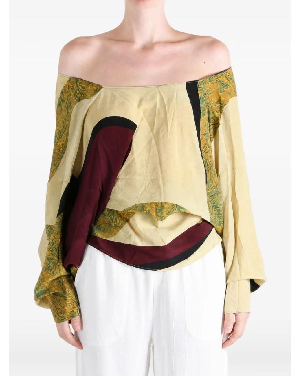 YANGKEHAN Natural Floral-Print Silk Top