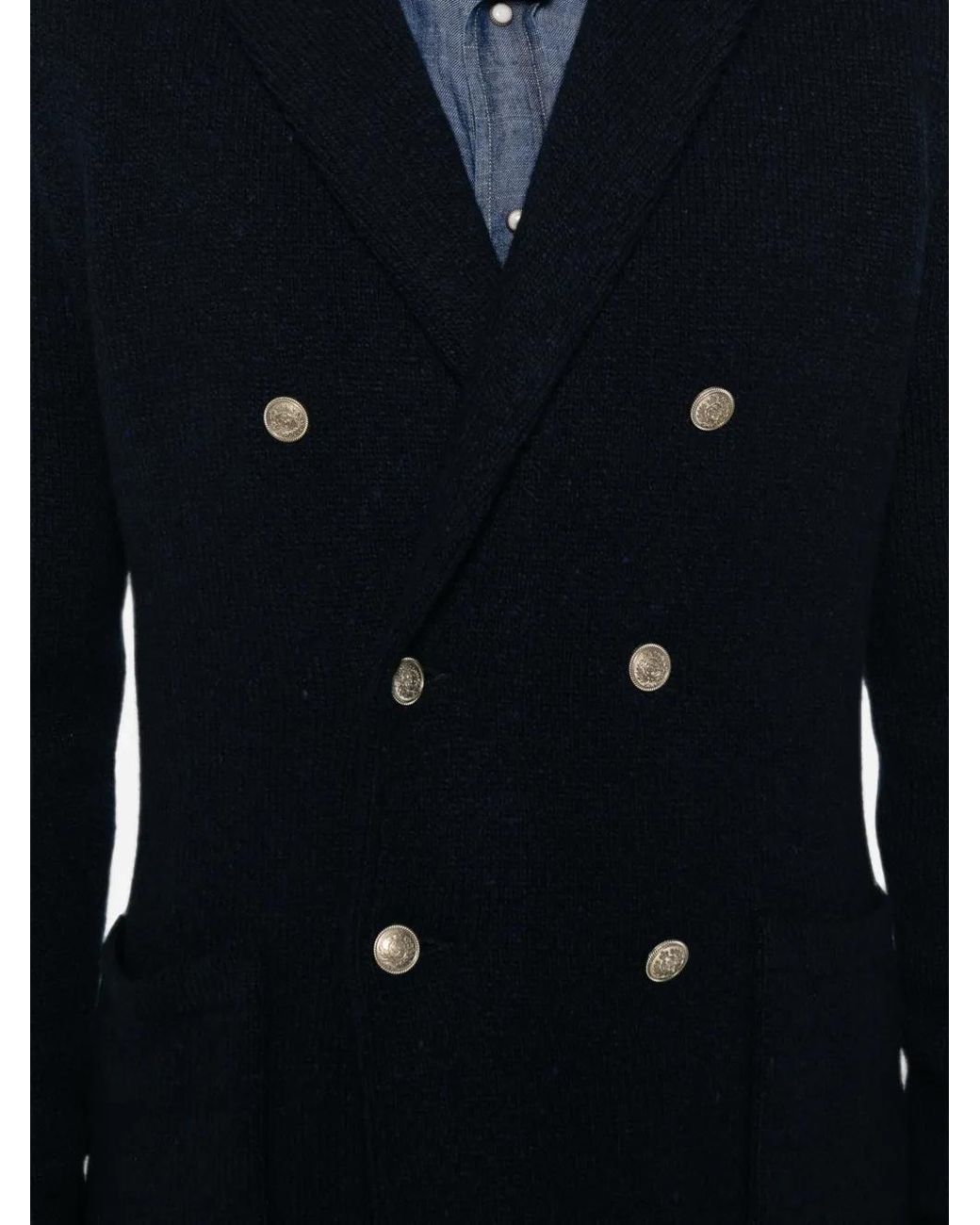 Eleventy Black Double-Breasted Knitted Jacket for men