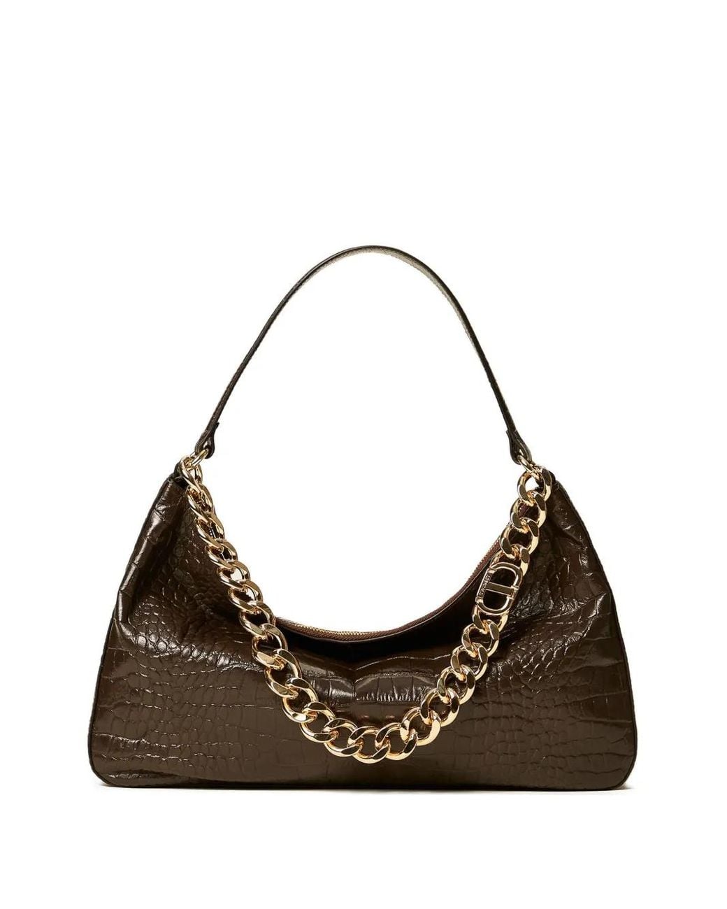 Twinset Black Liliane Crocodile-Effect Chain Shoulder Bag