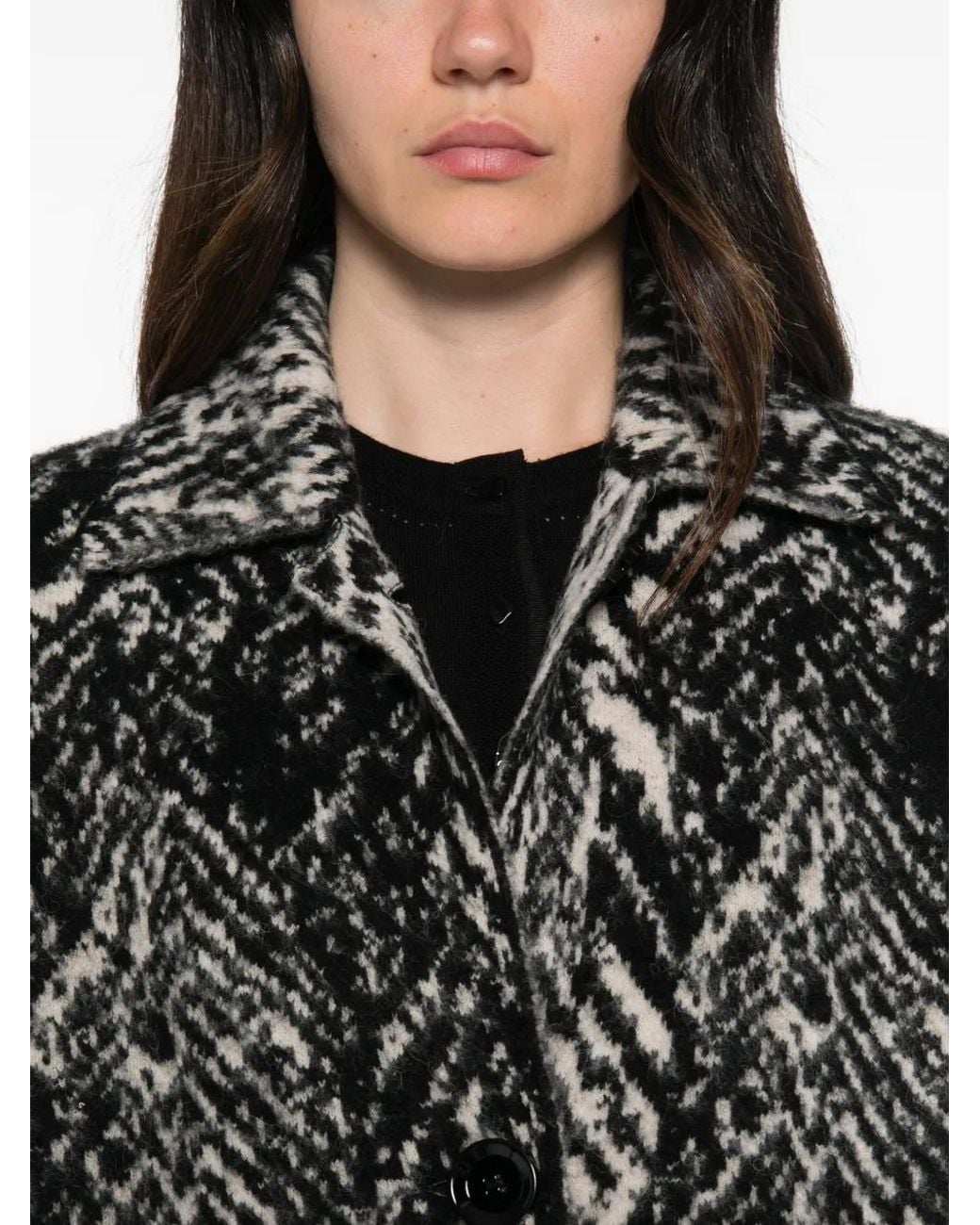 Liu Jo Gray Herringbone-Knit Coat
