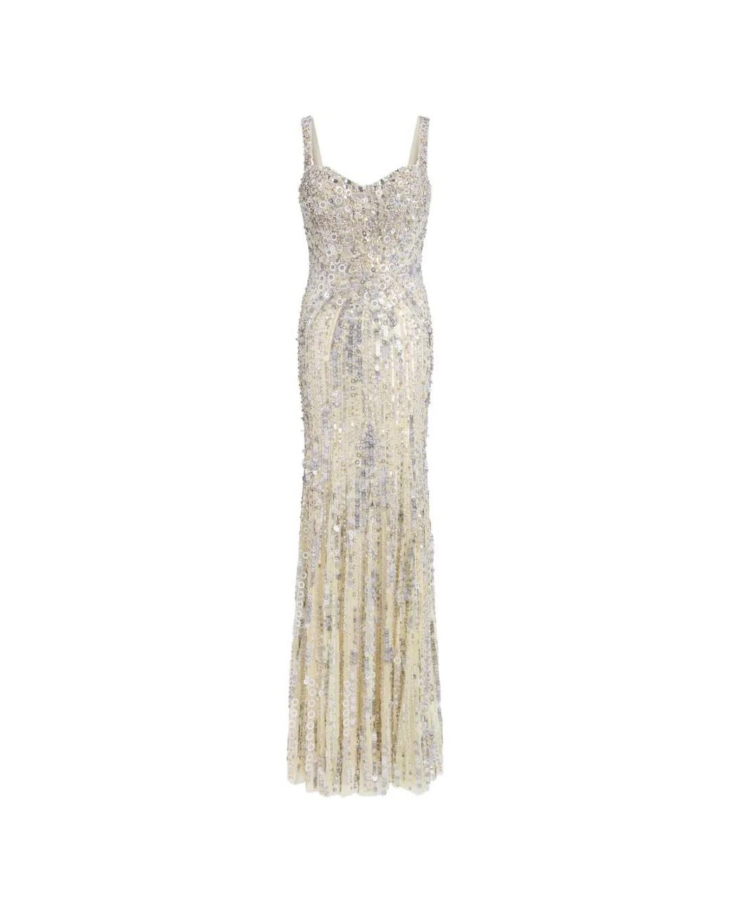 Jenny Packham White Long Ivory Da Vinci Dress With All-Over Embroidered Sequins