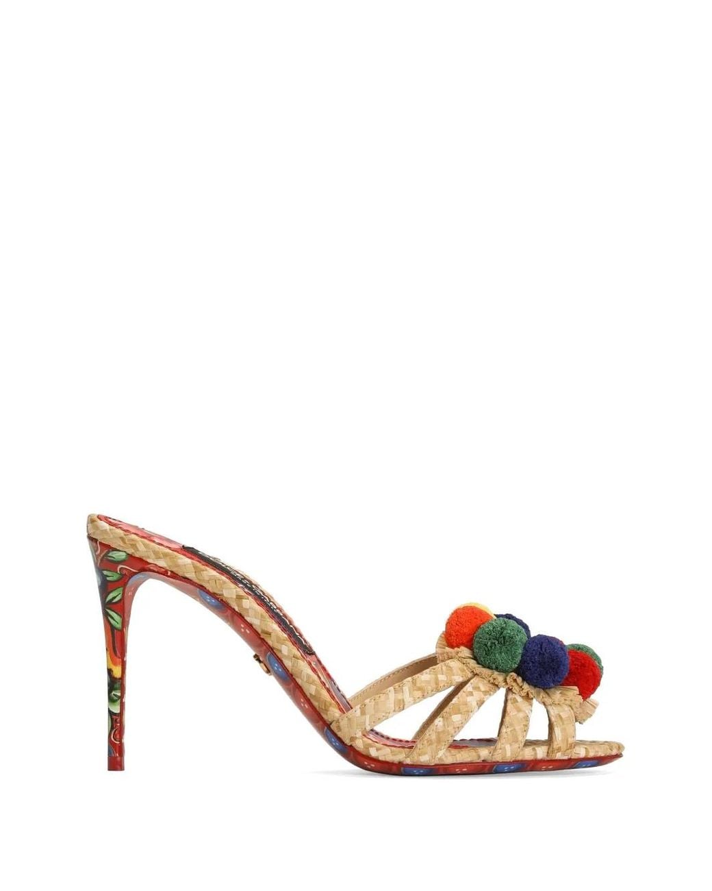 Dolce & Gabbana Natural Mules En Raphia À Broderies