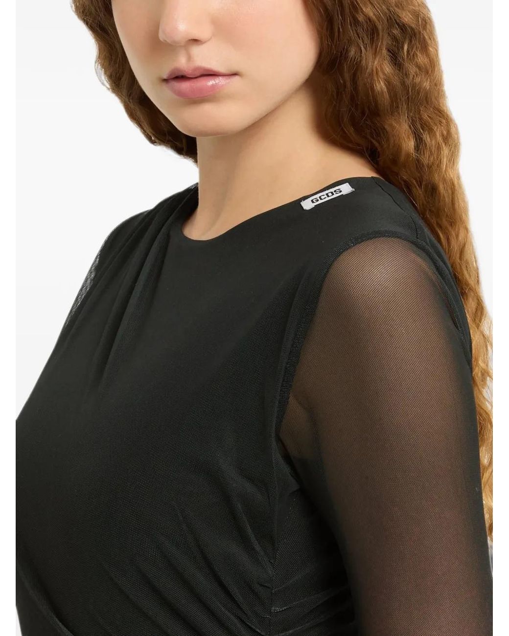 Gcds Black Ruched Tulle Mini Dress