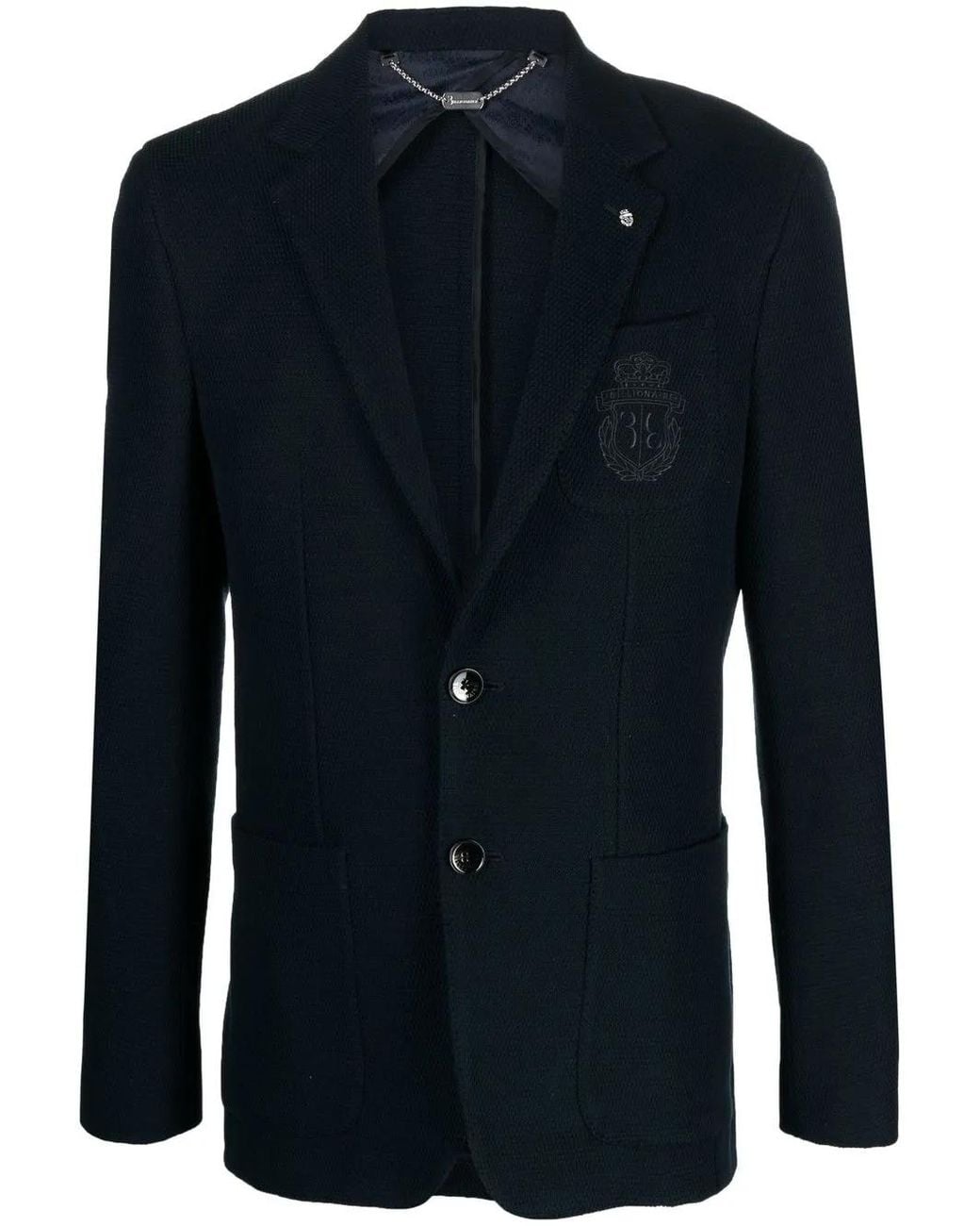 Billionaire Blue Circular Knitting Single-Breasted Blazer for men