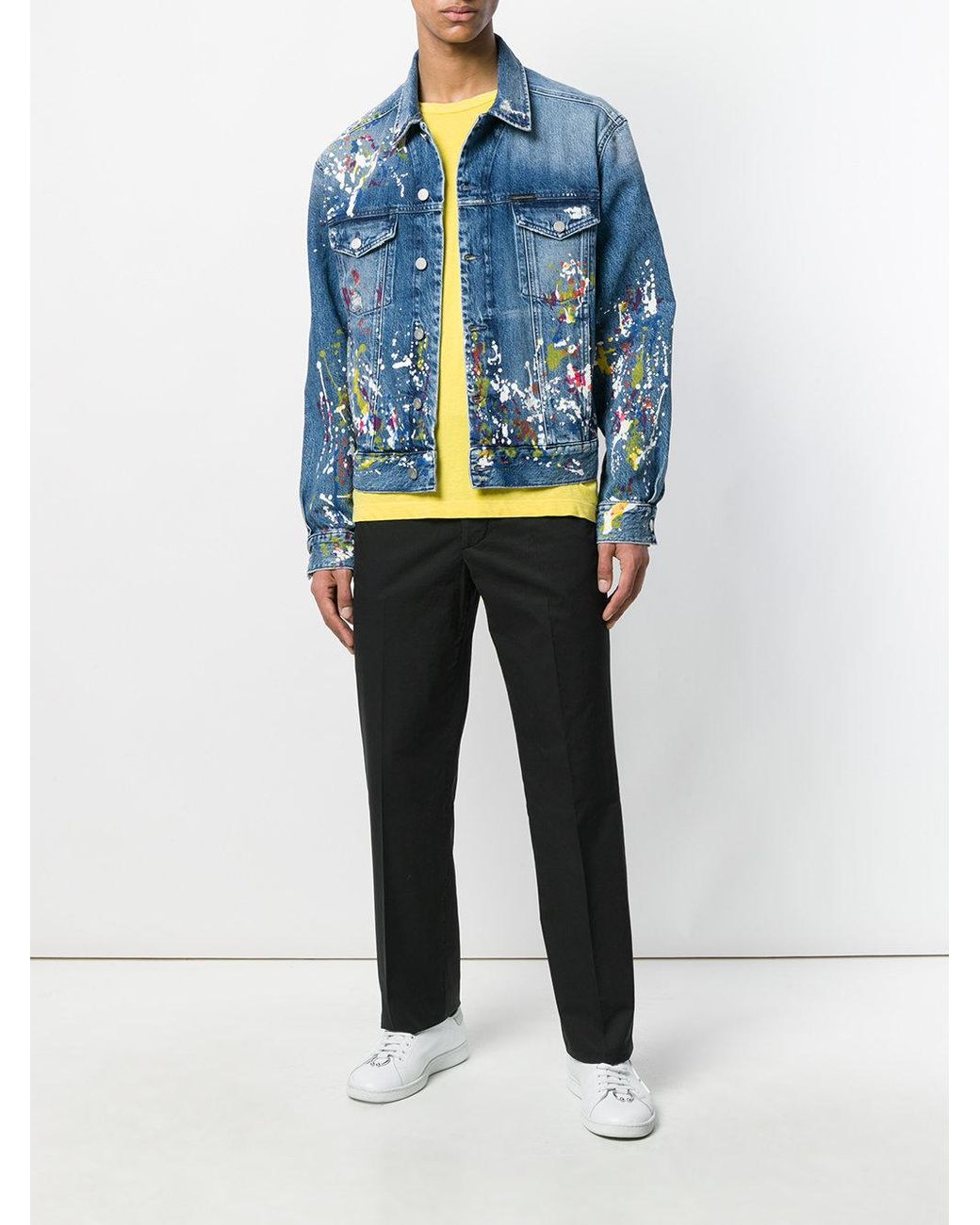 Calvin Klein Paint Splatter Denim Jacket in Blue for Men | Lyst UK