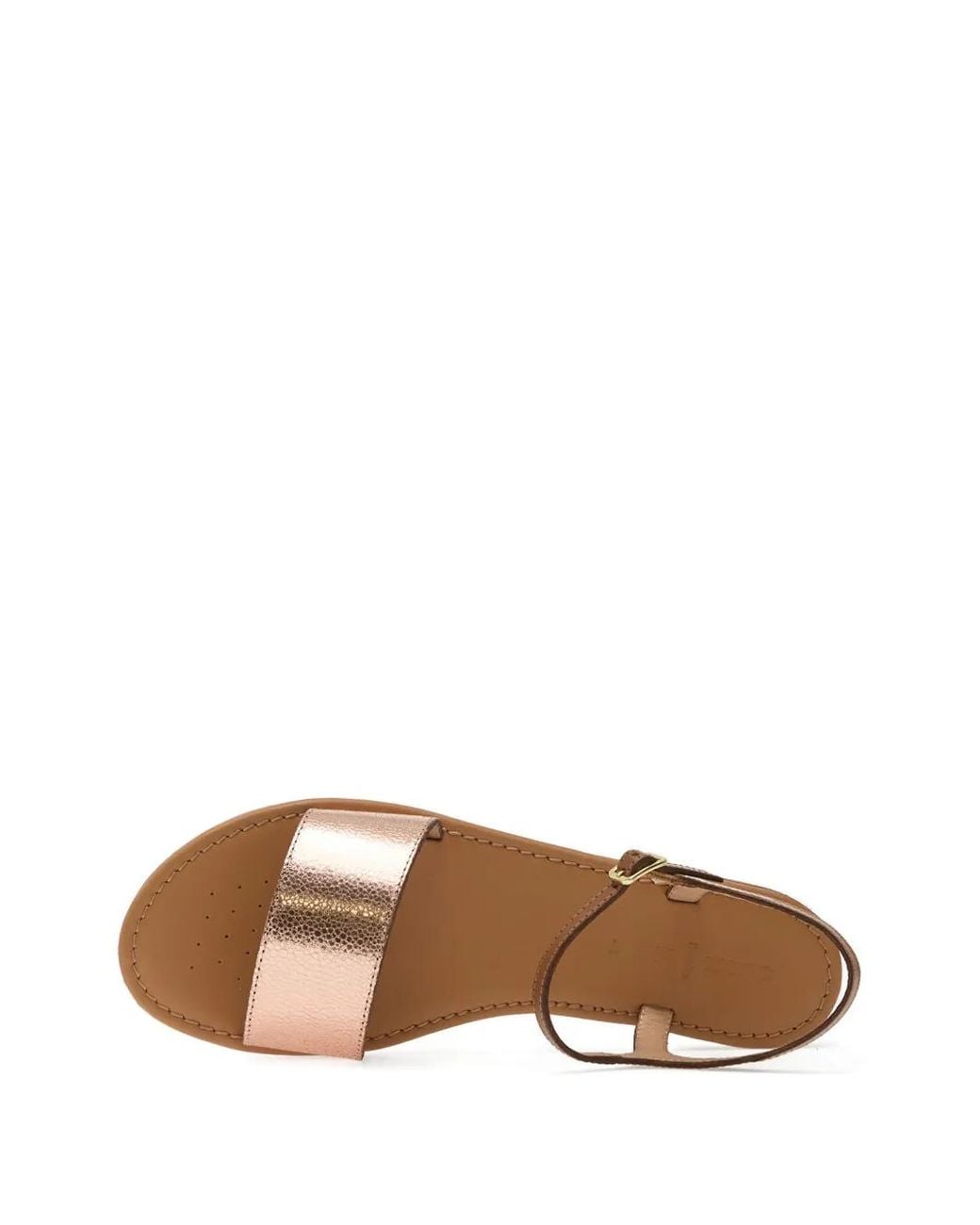 Geox White Sozy S Metallic-Effect Leather Flat Sandals