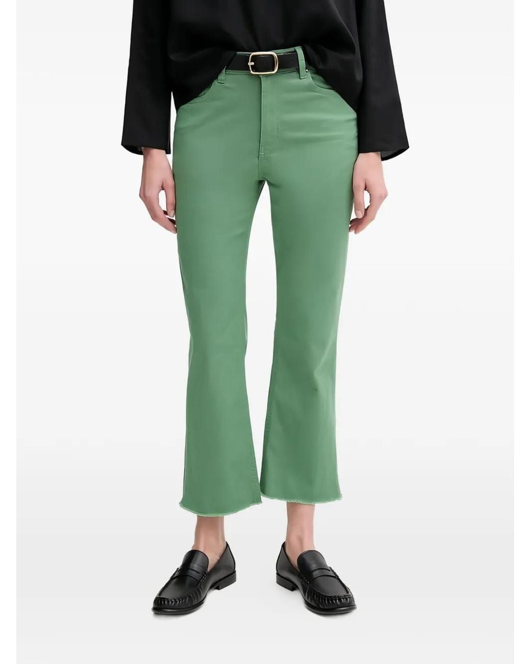 Benetton Green Pantalon À Coutures Effilochées