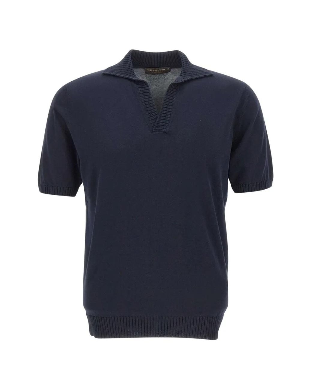 FILIPPO DE LAURENTIIS Blue Skipper Ribbed-Trim Top for men