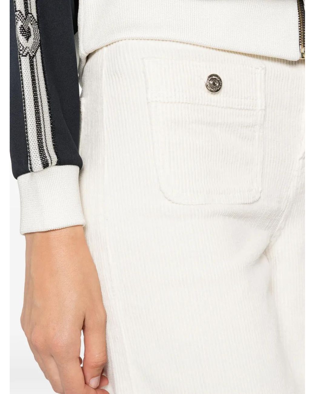 Maje White Corduroy Wide-Leg Trousers