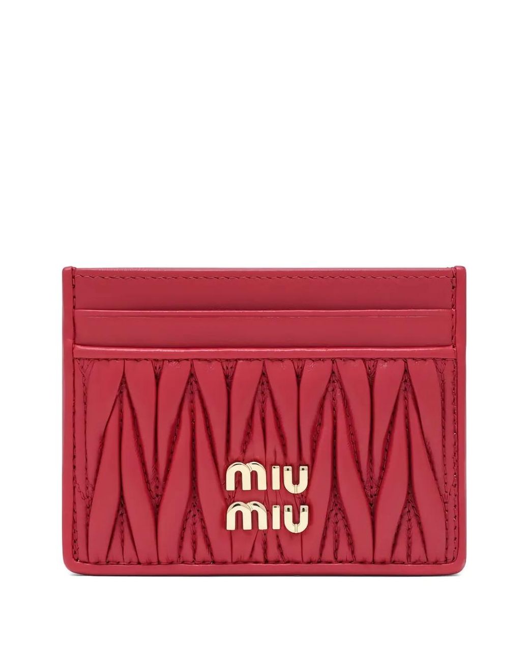 Miu Miu Red Matelassé Nappa Leather Card Holder