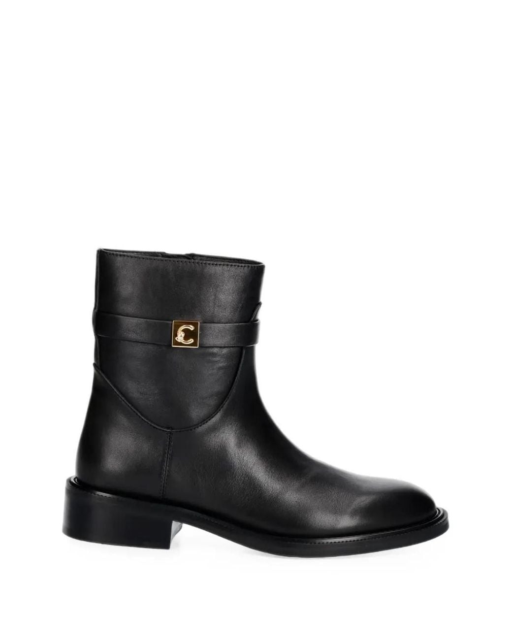 Coccinelle Black Logo-Plaque Buckled Ankle Boots