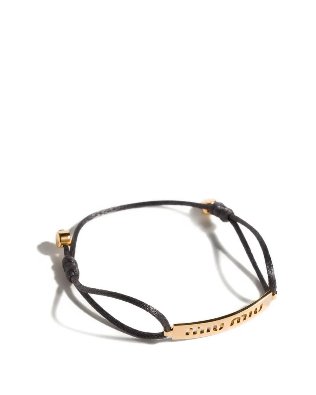 Miu Miu Metallic Metal And Cord Bracelet