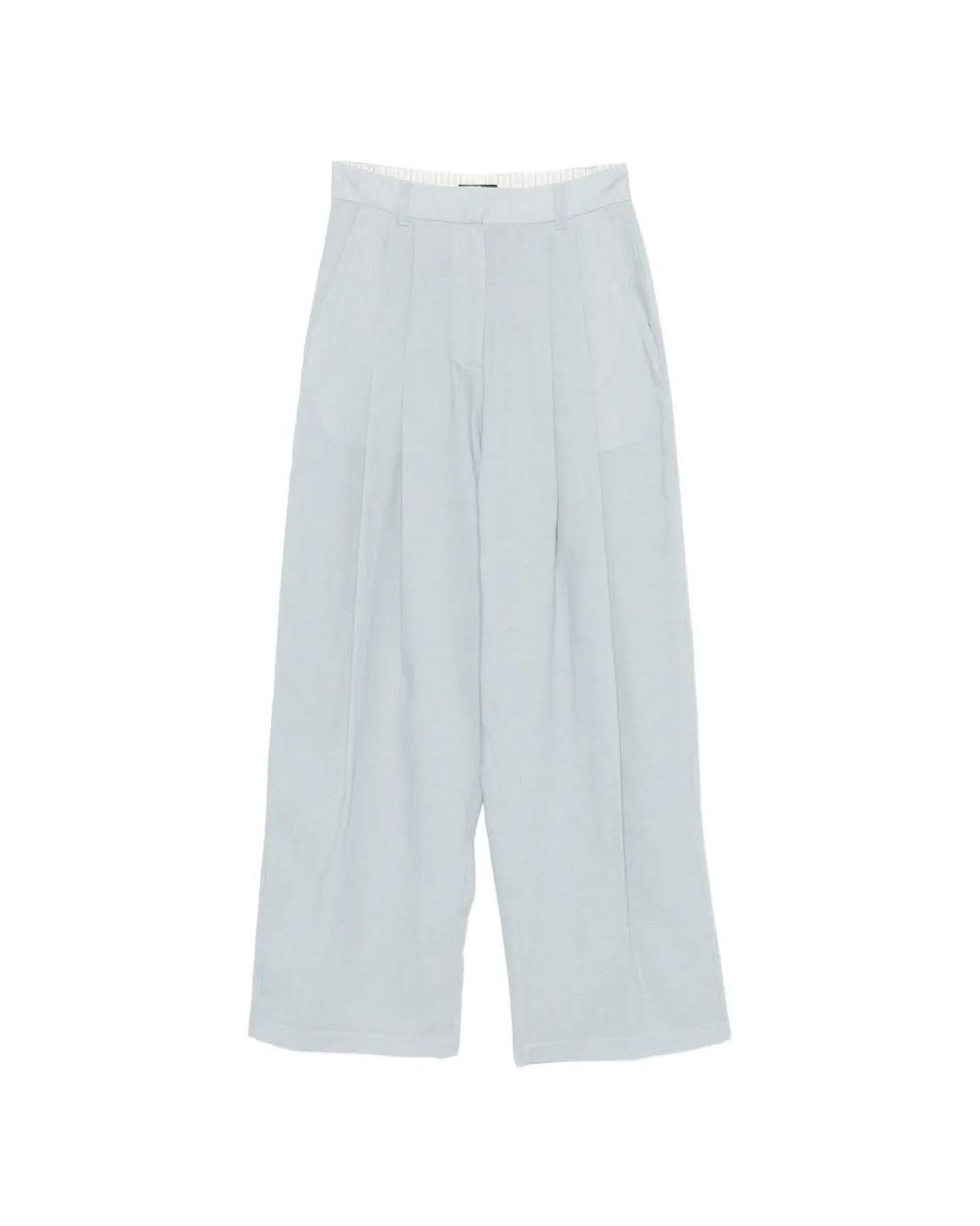 ELEH White Pleated Wide-Leg Trousers