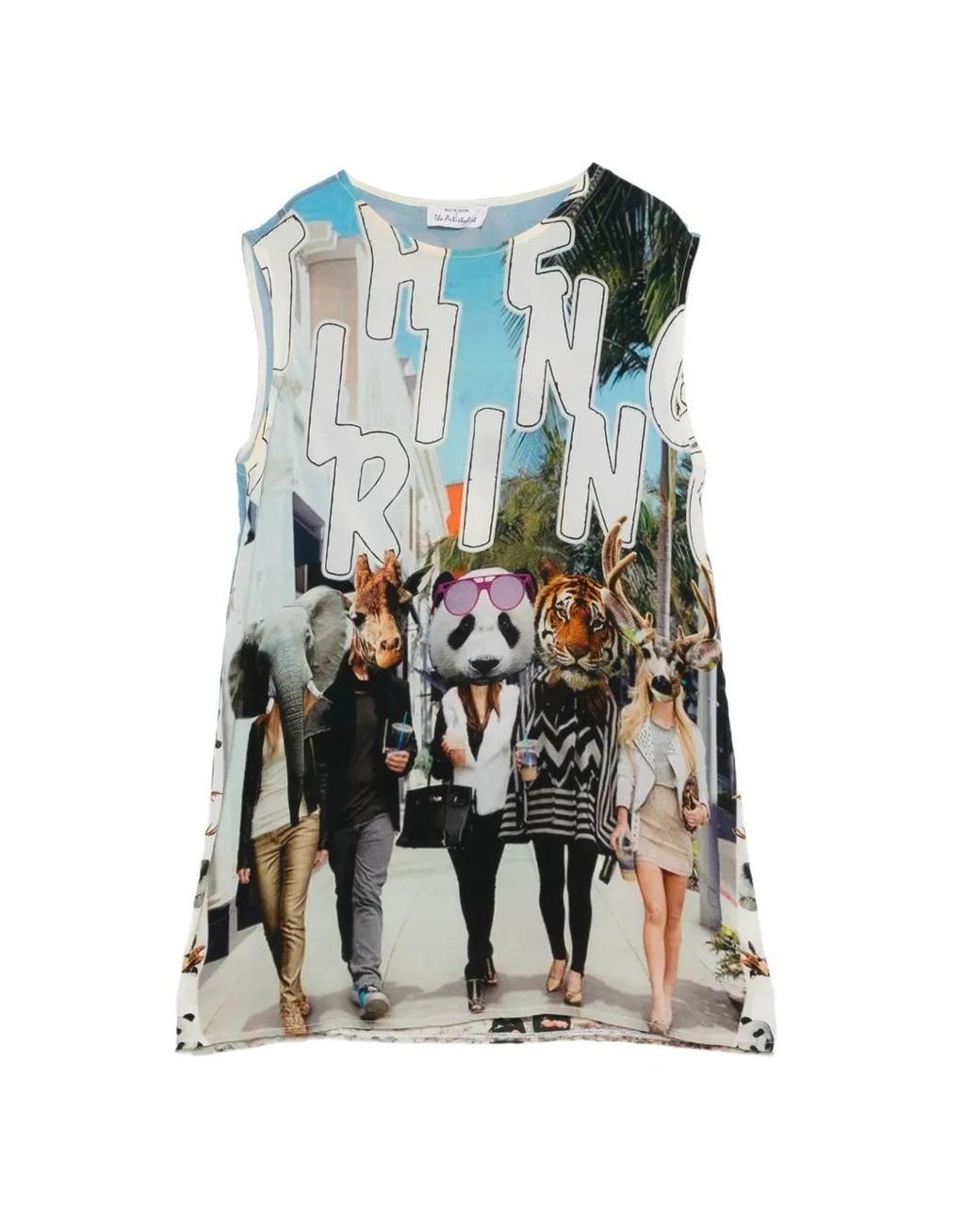 The Artistylist Blue Graphic-Print Sleeveless Blouse