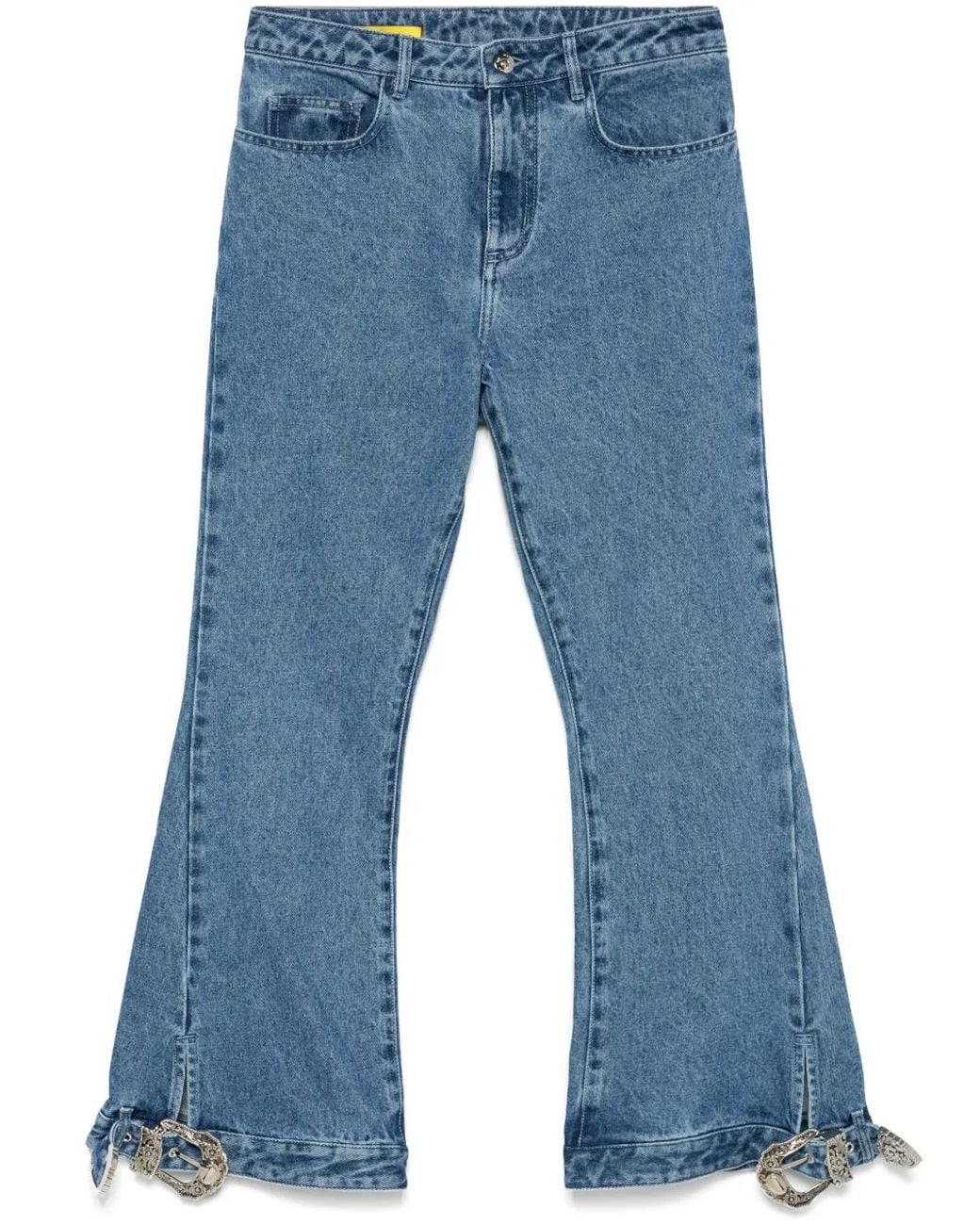 Marques'Almeida Blue Buckled-Detail Jeans
