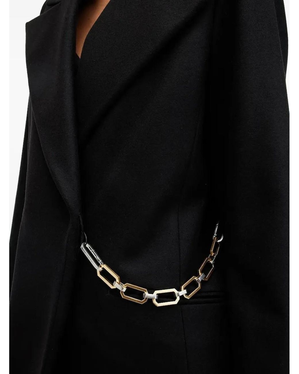 AllSaints Black Chain-Detail Double-Breasted Coat