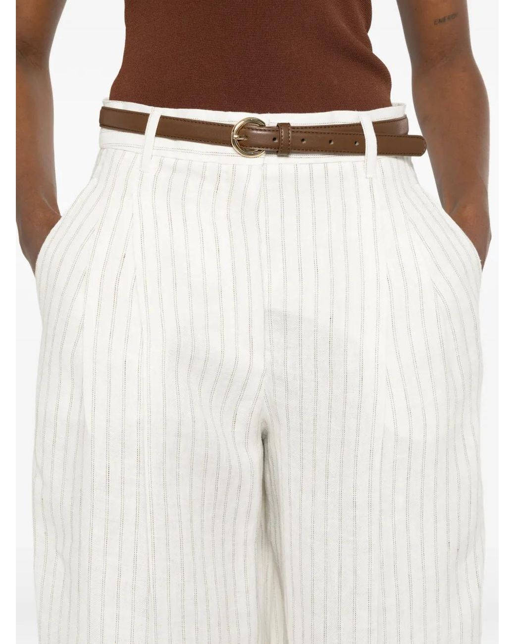 Max Mara White Linen Trousers
