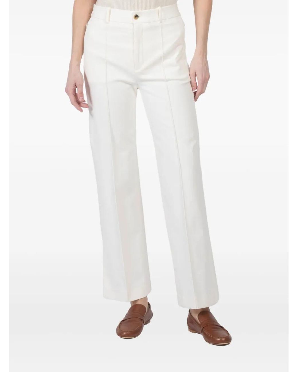 FRAME White Cropped Flared Trousers