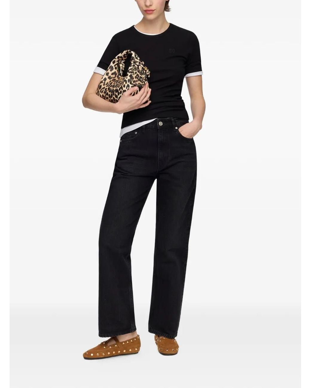 Ganni Black Betzy Cropped Jeans