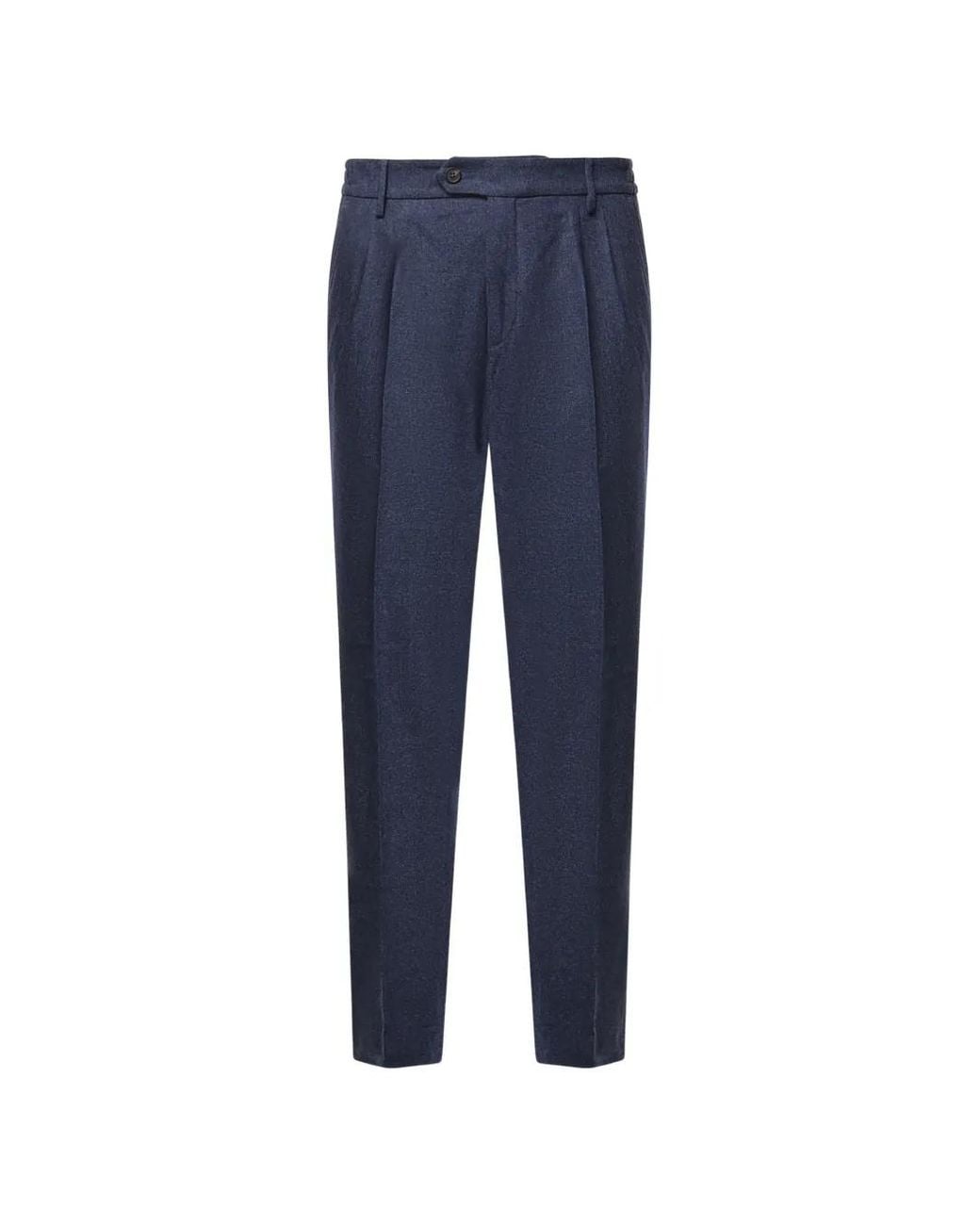 Eleventy Blue Pleated Tapered Trousers for men