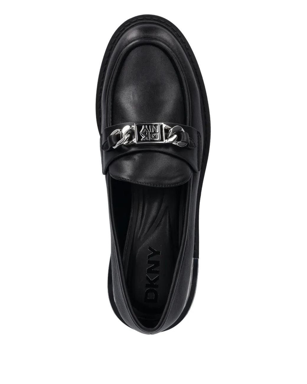 DKNY Black Chain-Detail Loafers