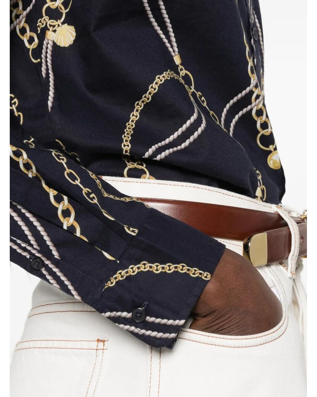 Gant Blue Chain-Print Long-Sleeved Shirt