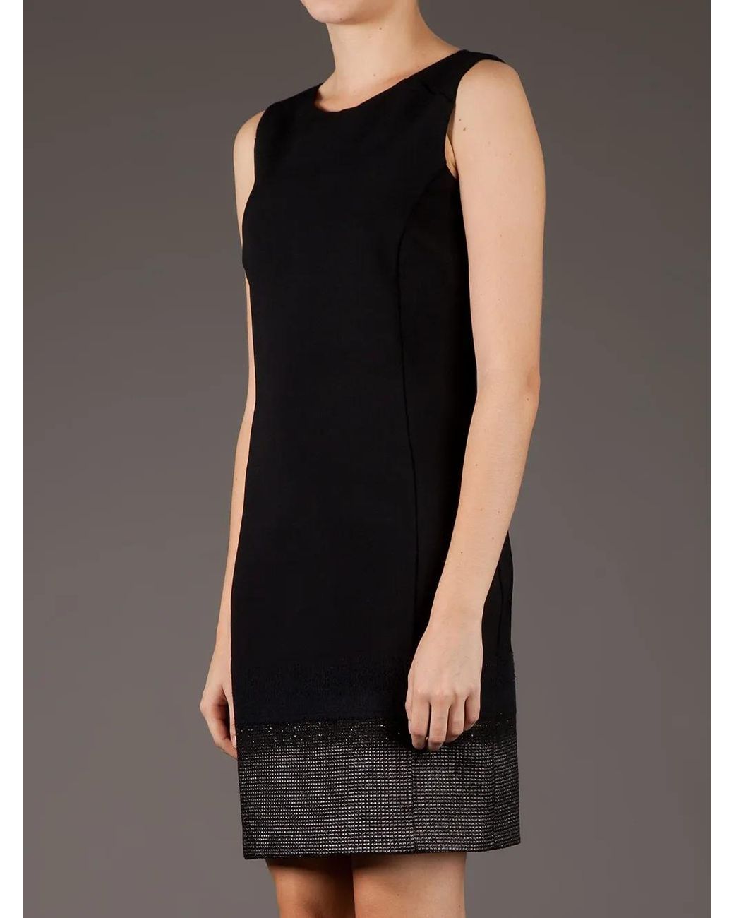 Twisty Parallel Universe Black Textured Hem Shift Dress