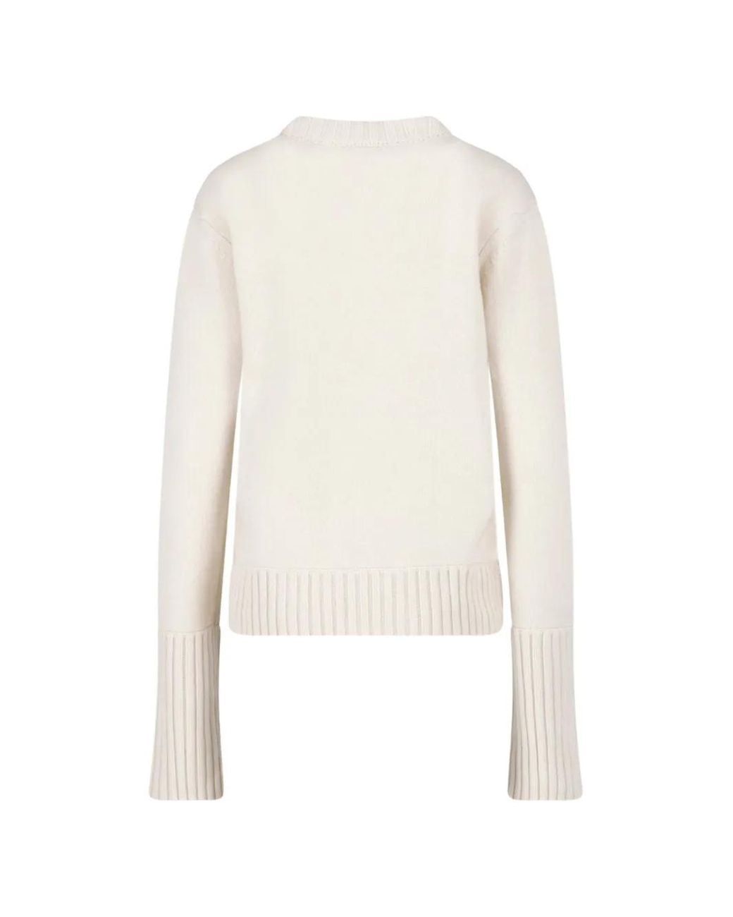Sa Su Phi White Ribbed-Cuff Cashmere Sweater
