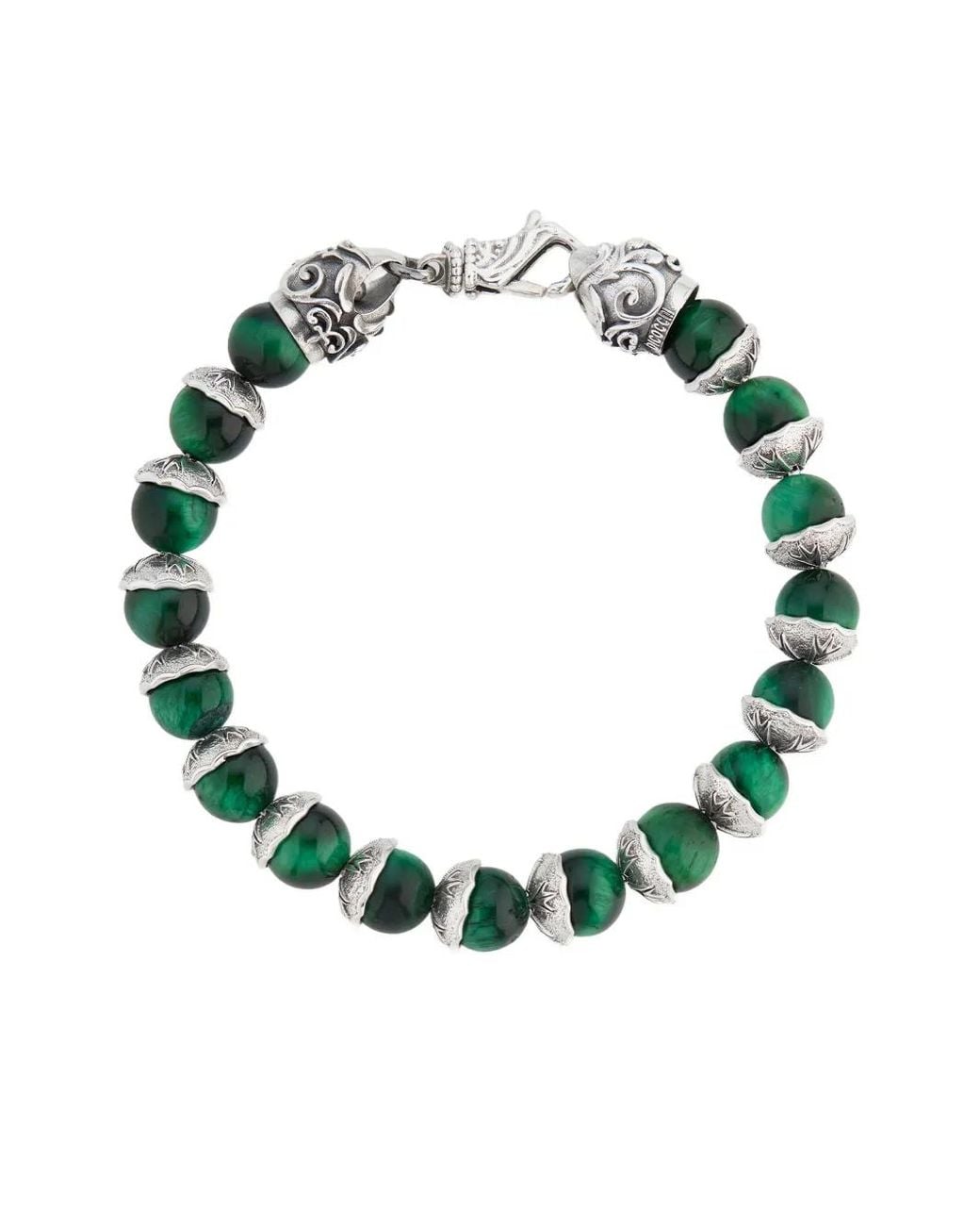 Emanuele Bicocchi Green Beaded Logo Bracelet