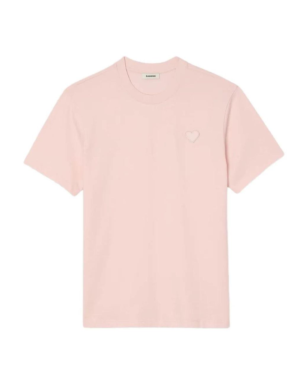 Sandro Pink T-Shirt With Heart Patch for men