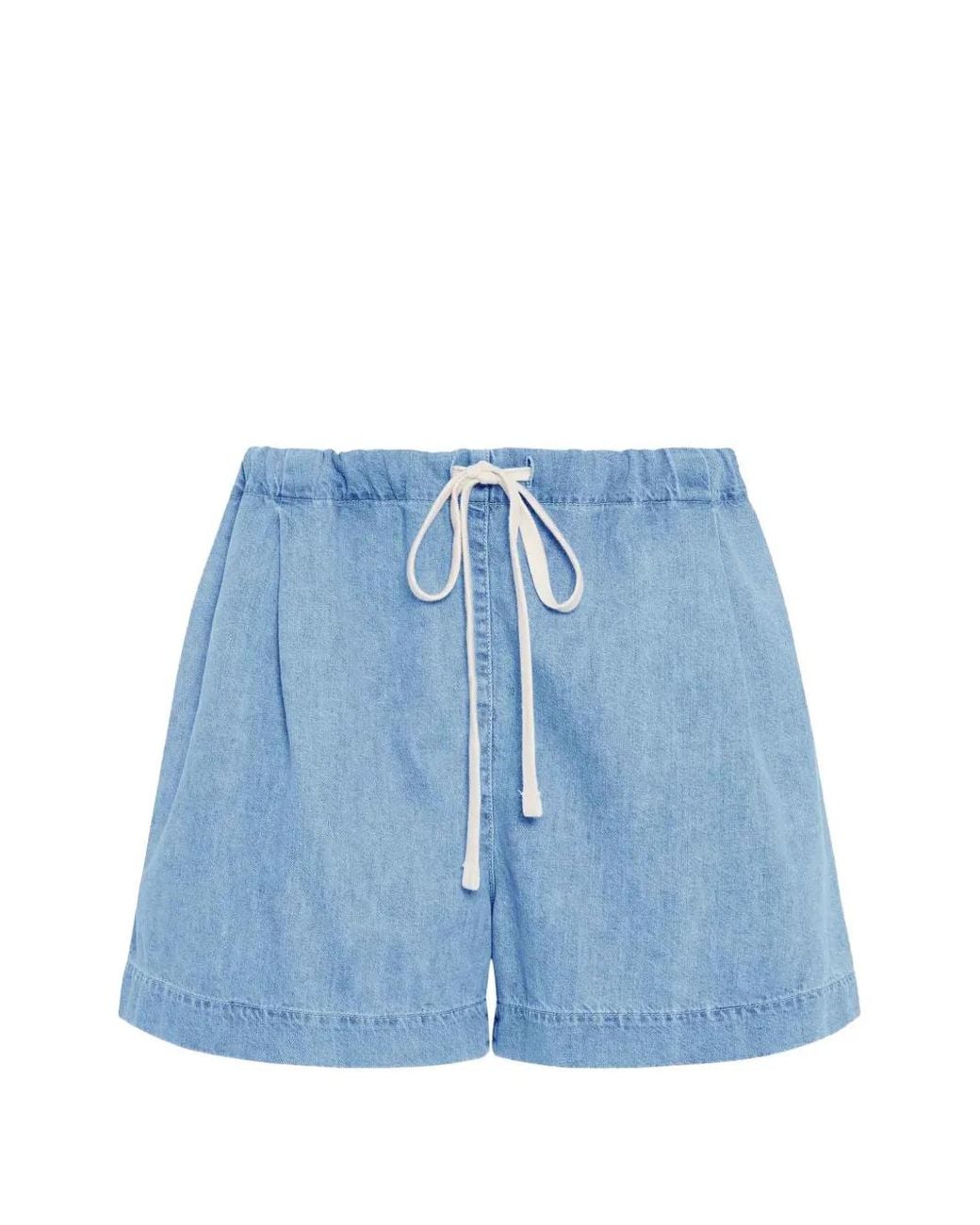 Another Tomorrow Blue Chambray Drawcord Shorts