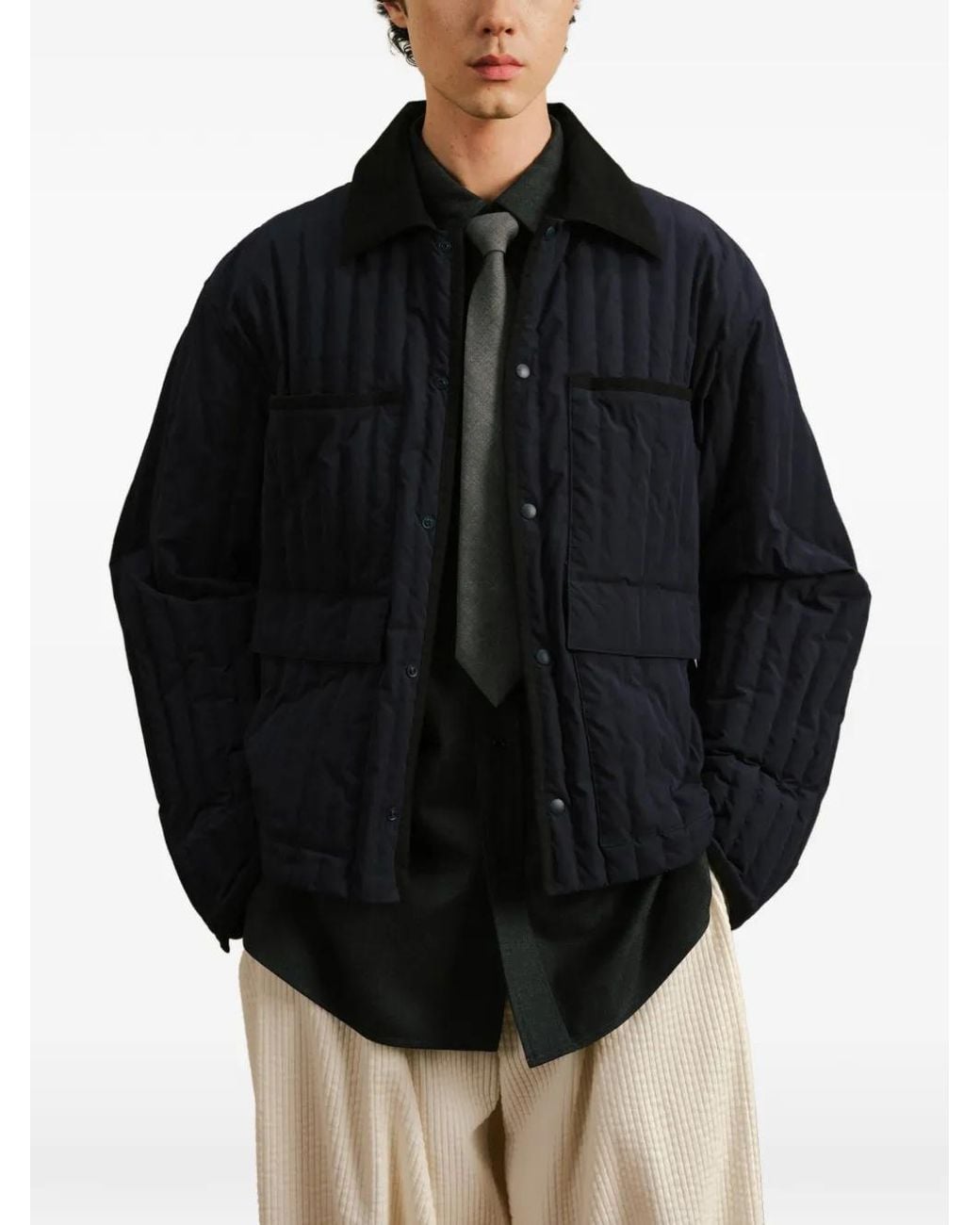CROQUIS Black Vertical-Quilted Down Jacket for men