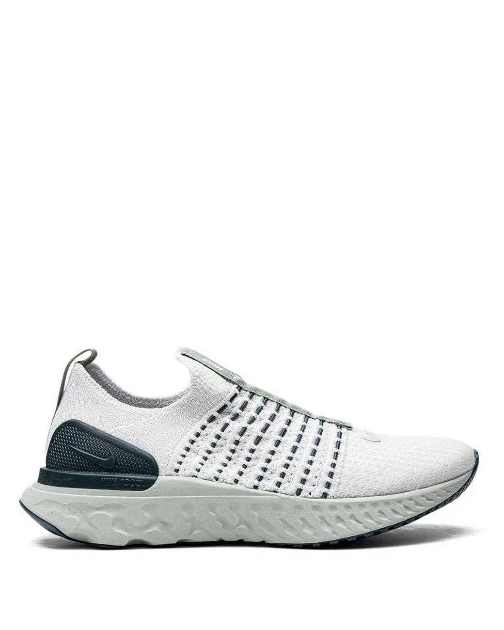 Nike White React Phantom Run Flyknit 2 "Platinum Tint/Dark" Sneakers